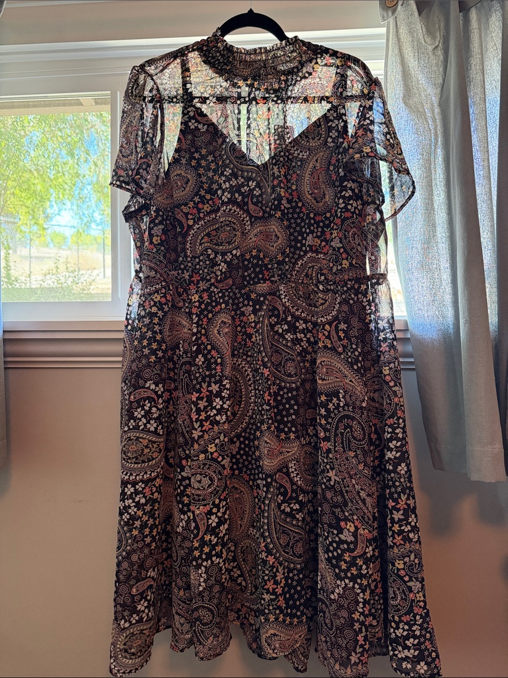 torrid Black Paisley & Floral Midi Dress with Sheer Yoke